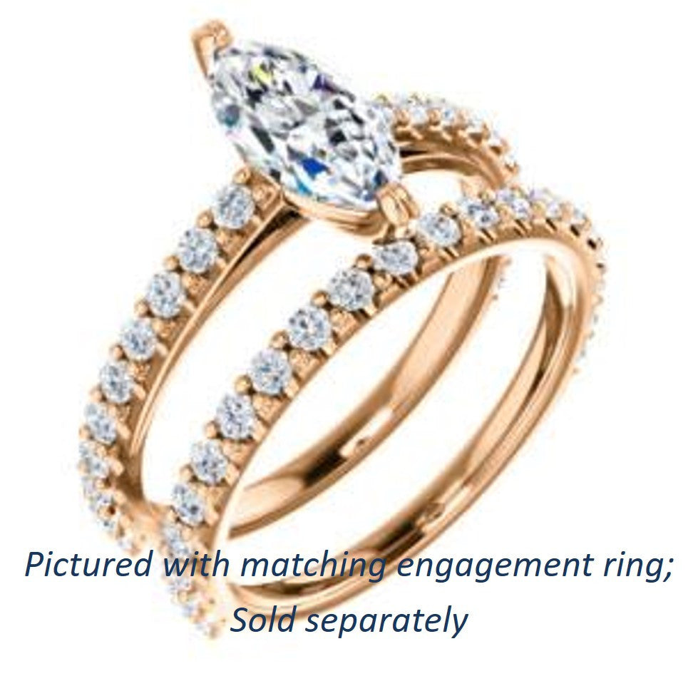 Cubic Zirconia Engagement Ring- The Marianne (Customizable Cathedral-set Marquise Cut Style with Thin Pavé Band)