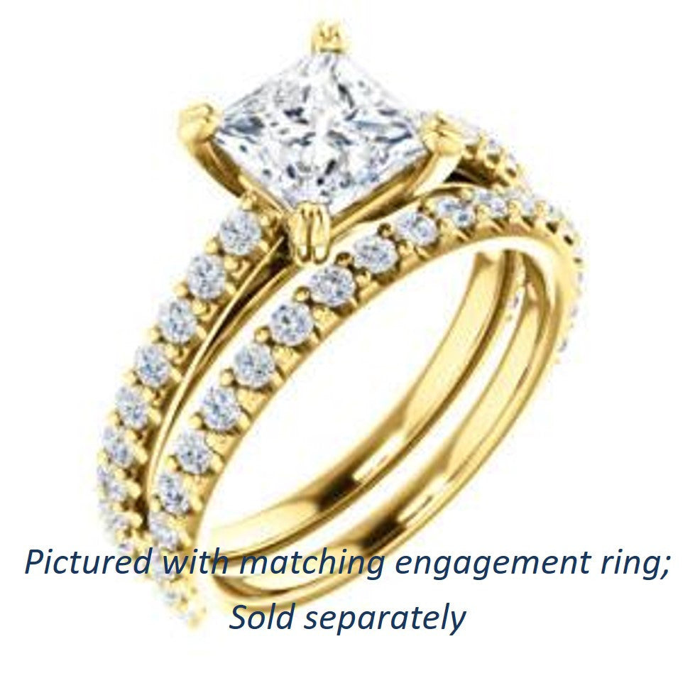 Cubic Zirconia Engagement Ring- The Marianne (Customizable Cathedral-set Princess Cut Style with Thin Pavé Band)