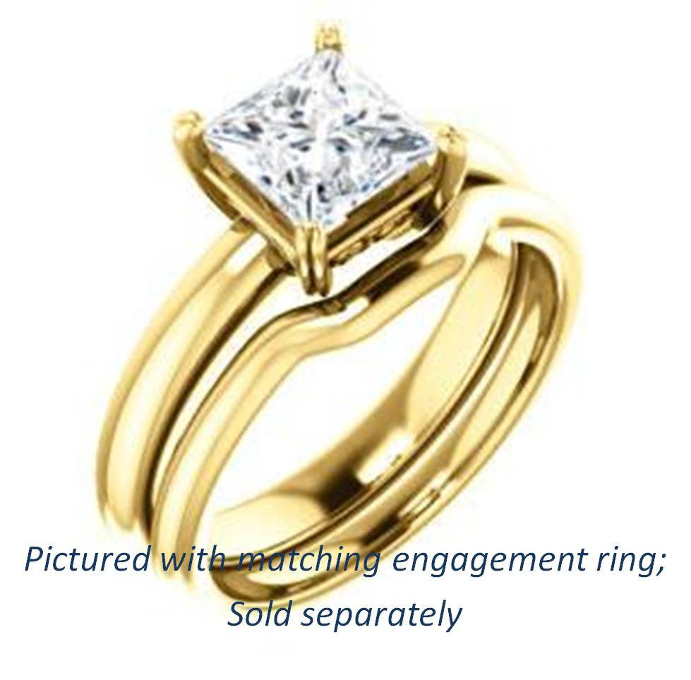 CZ Engagement Ring- Princess Cut Solitaire with Tooled Trellis Design ...