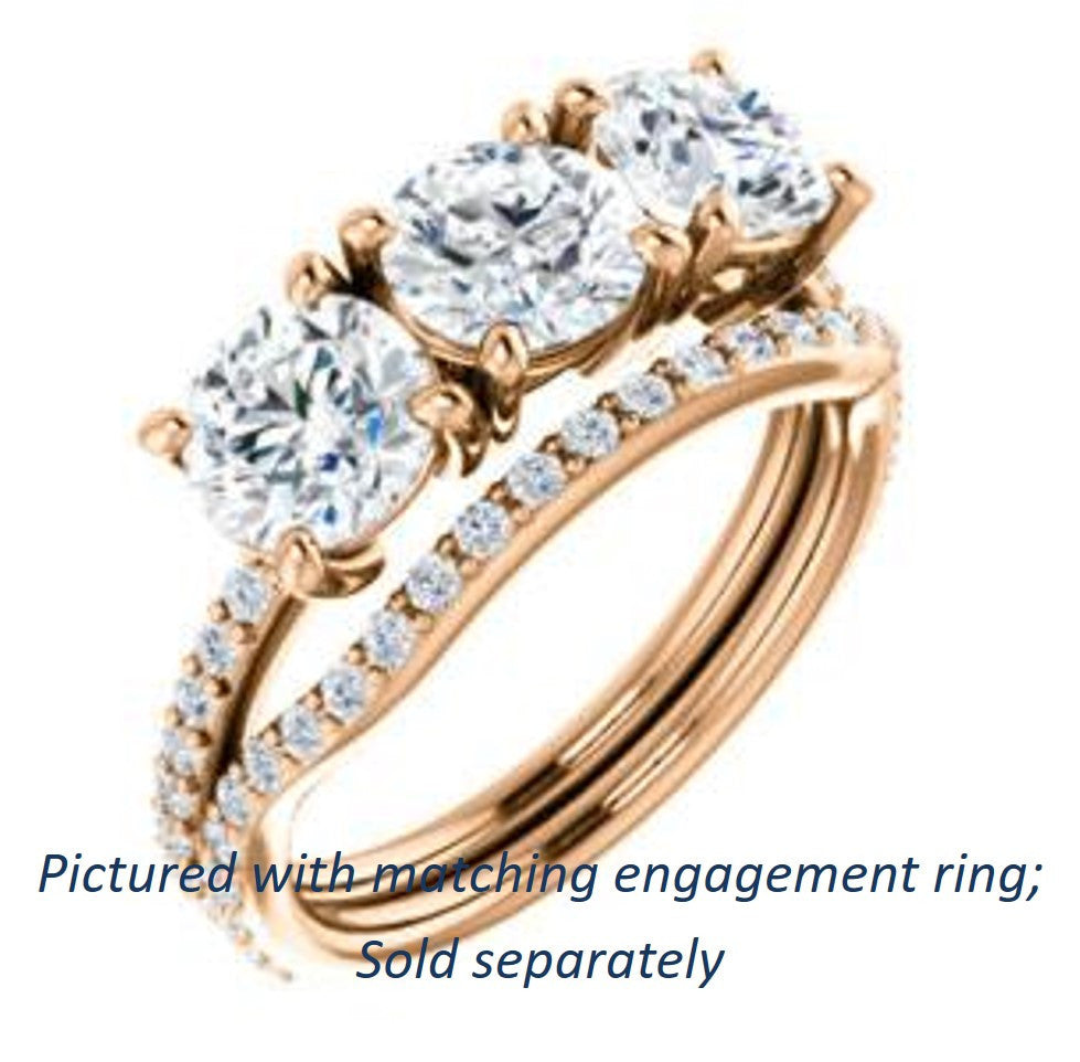 Cubic Zirconia Engagement Ring- The Mary Helen (Customizable Triple Round Cut Design with Ultra Thin Pavé Band)