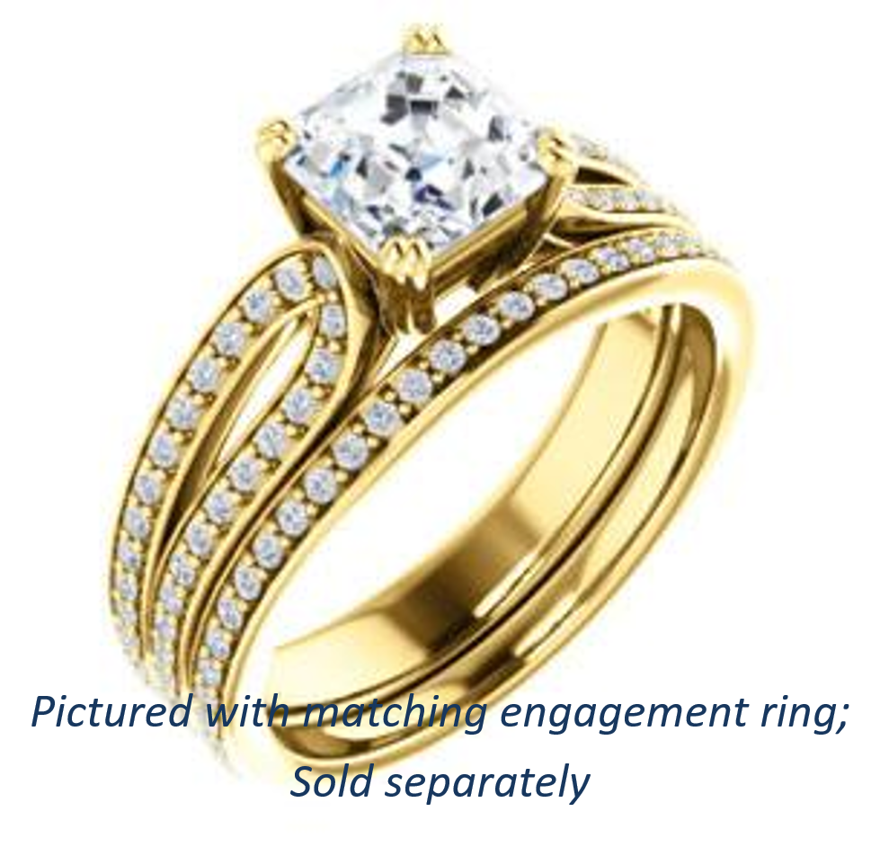 Cubic Zirconia Engagement Ring- The Monet (Customizable Asscher Cut Design with Wide Split-Pavé Band)