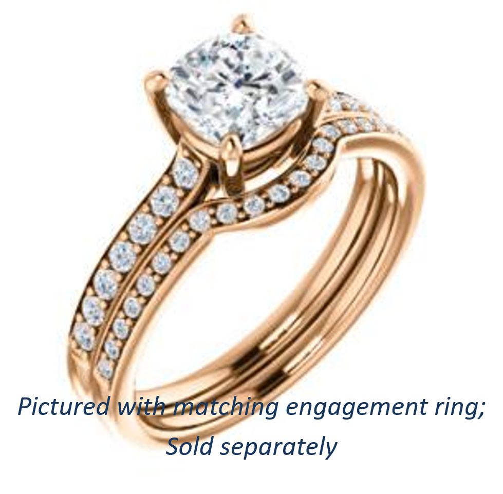 Cubic Zirconia Engagement Ring- The Monikama (Customizable Cushion Cut Thin Band Design with Round Accents)