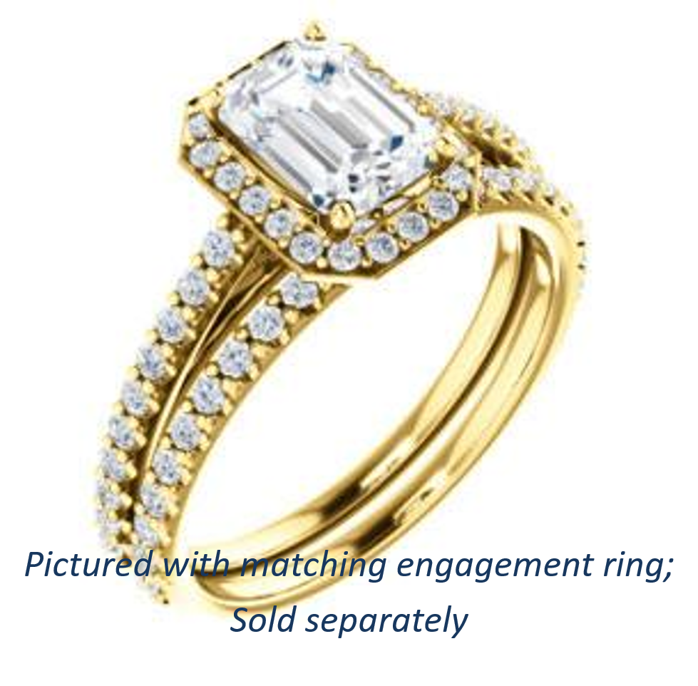 Cubic Zirconia Engagement Ring- The Monique (Customizable Emerald Cut Cathedral-Halo with Thin Pave-Band)