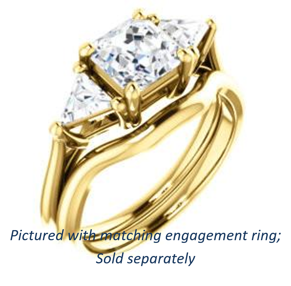 Cubic Zirconia Engagement Ring- The Prisma (Classic Three-Stone Triangle Accent and Asscher Cut center)