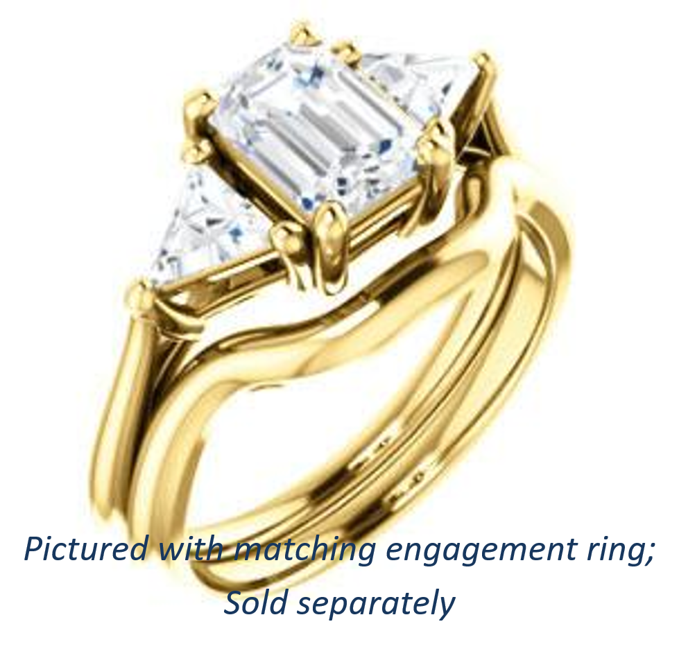 Cubic Zirconia Engagement Ring- The Prisma (Classic Three-Stone Triangle Accent and Emerald Cut center)
