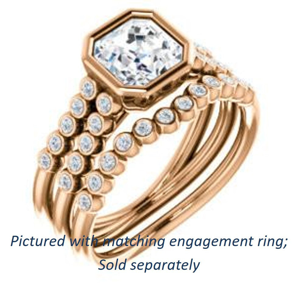 Cubic Zirconia Engagement Ring- The Rafaella (Customizable Bezel-set Asscher Cut Design with Round Bezel Accented Split Band)