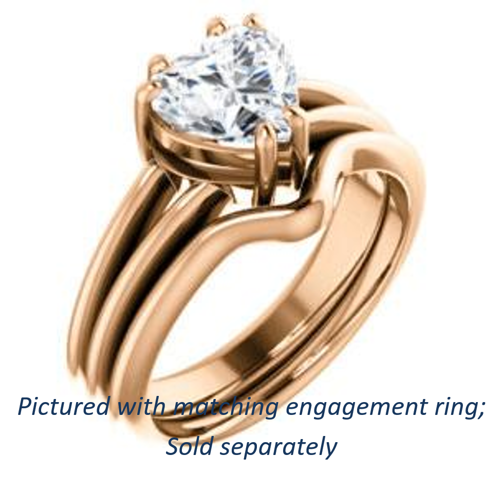 Cubic Zirconia Engagement Ring- The Reese (Customizable Heart Cut Solitaire with Grooved Band)