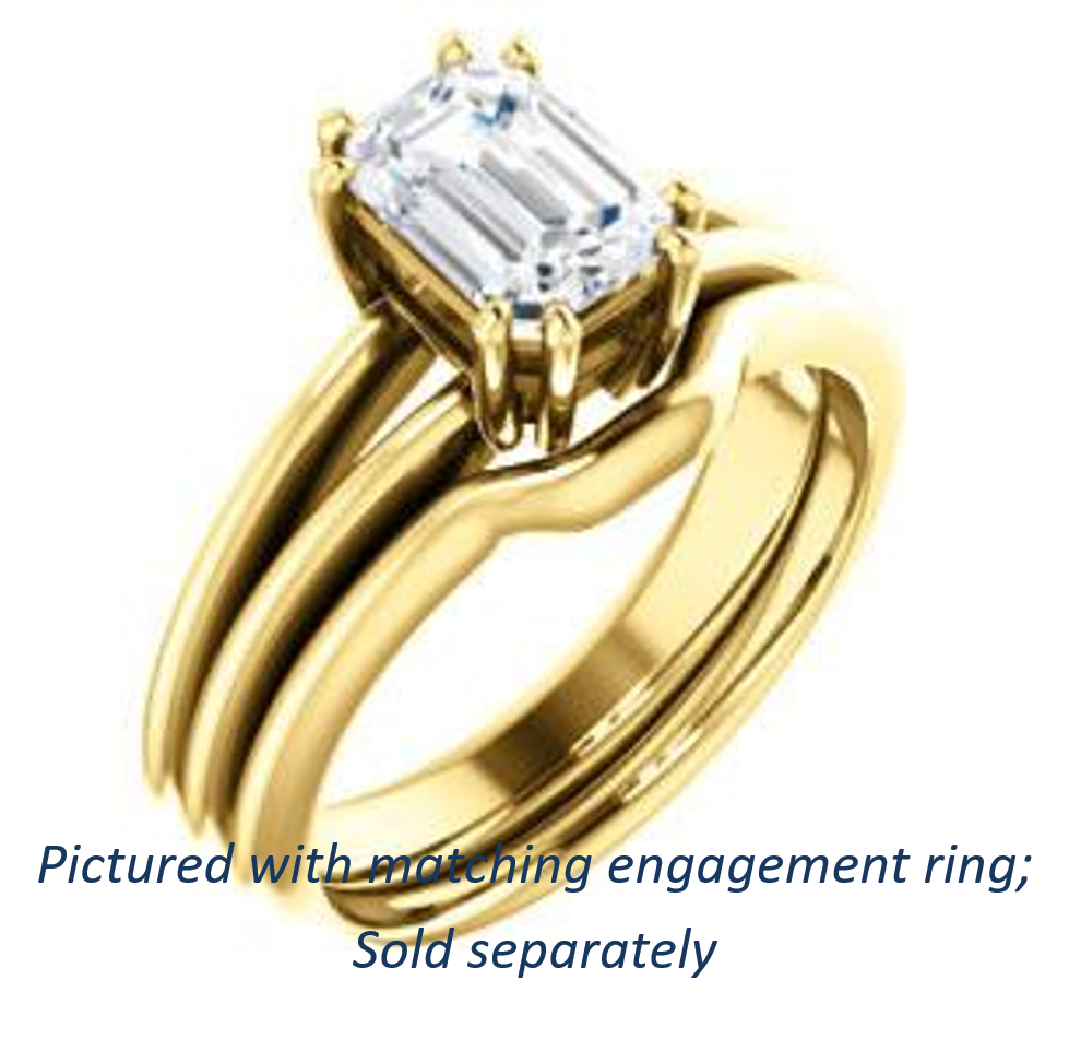 Cubic Zirconia Engagement Ring- The Reese (Customizable Radiant Cut Solitaire with Grooved Band)
