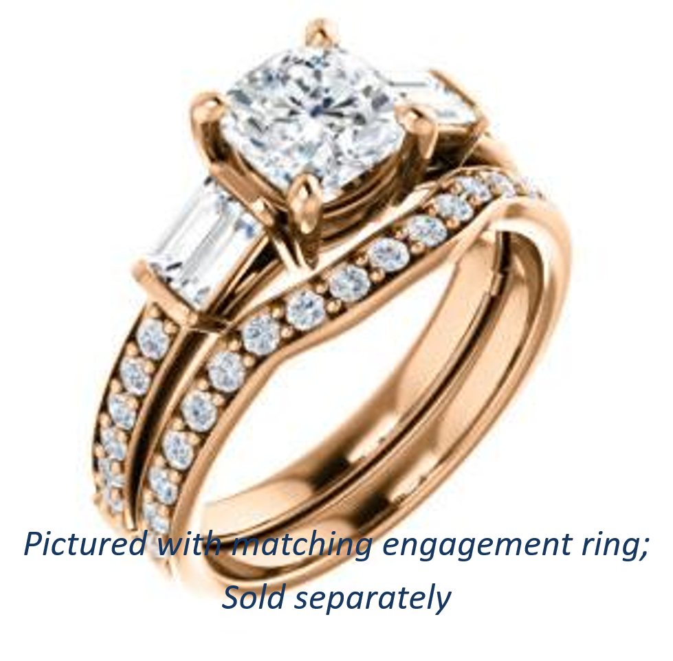 Cubic Zirconia Engagement Ring- The Rosetta (Customizable Cushion Cut Enhanced 5-stone Design with Pavé Band)