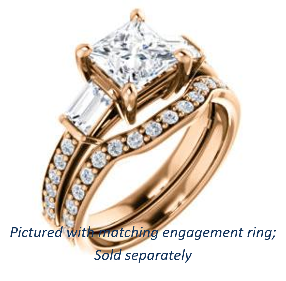 Cubic Zirconia Engagement Ring- The Rosetta (Customizable Princess Cut Enhanced 5-stone Design with Pavé Band)