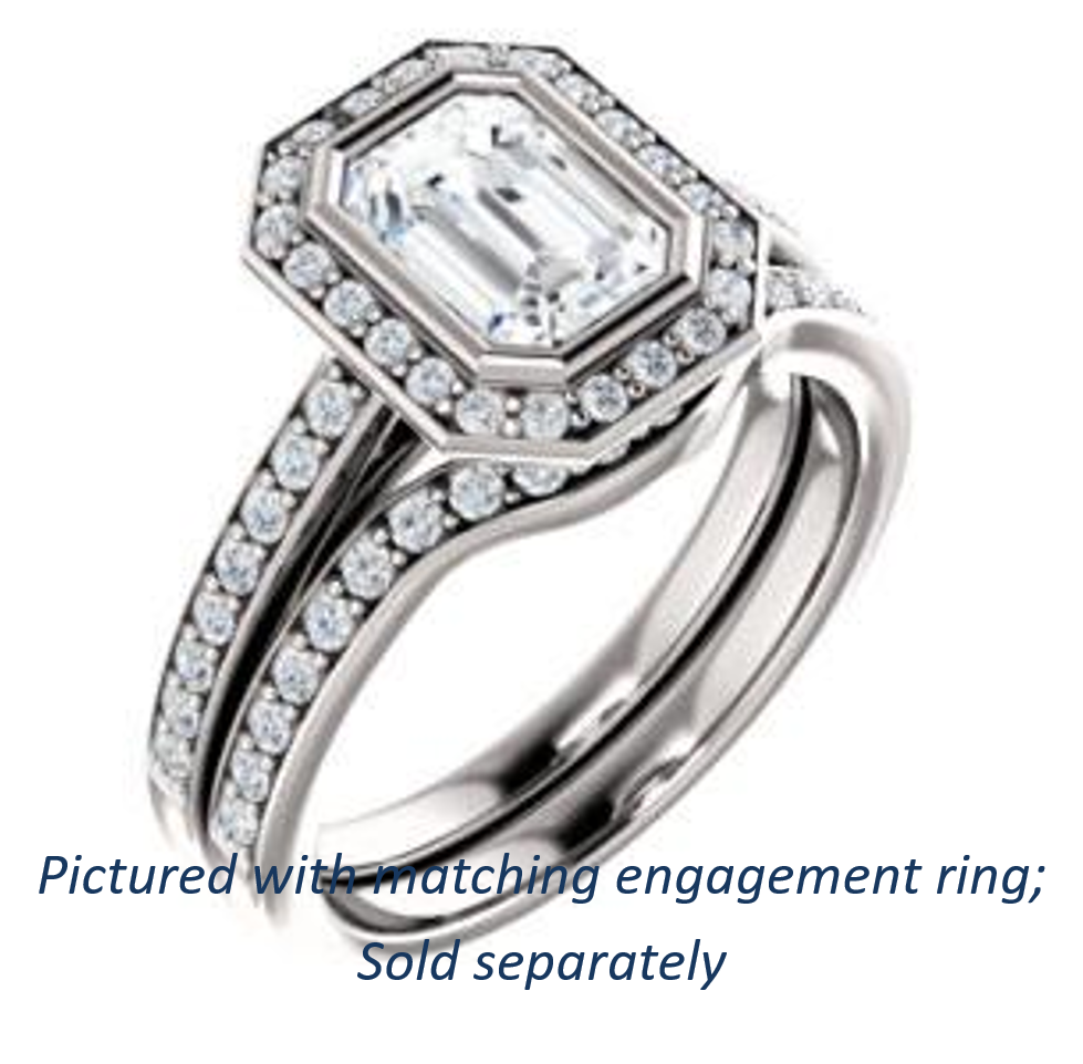 Cubic Zirconia Engagement Ring- The Samira (Customizable Halo-style Radiant Cut with Under-Halo Trellis and Thin Pavé Band)