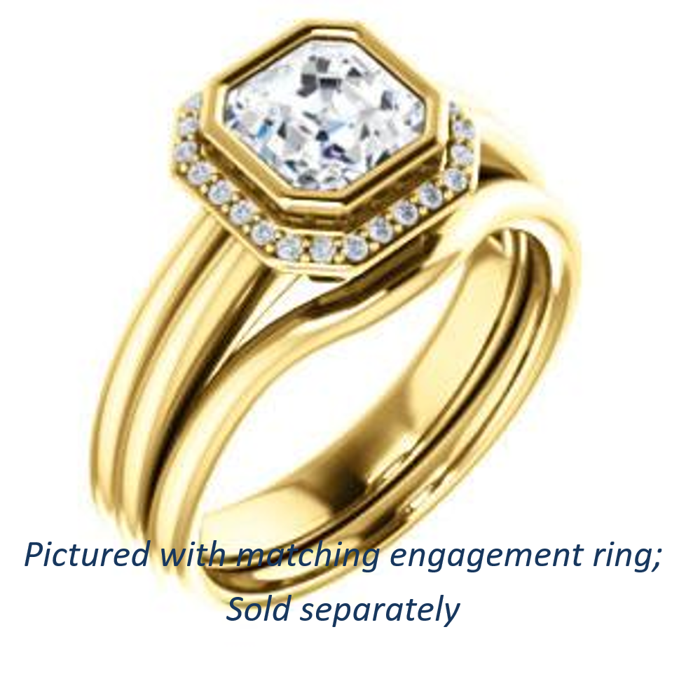 Cubic Zirconia Engagement Ring- The Sloan (Bezel Style Halo and Customizable Asscher Cut Center Stone)