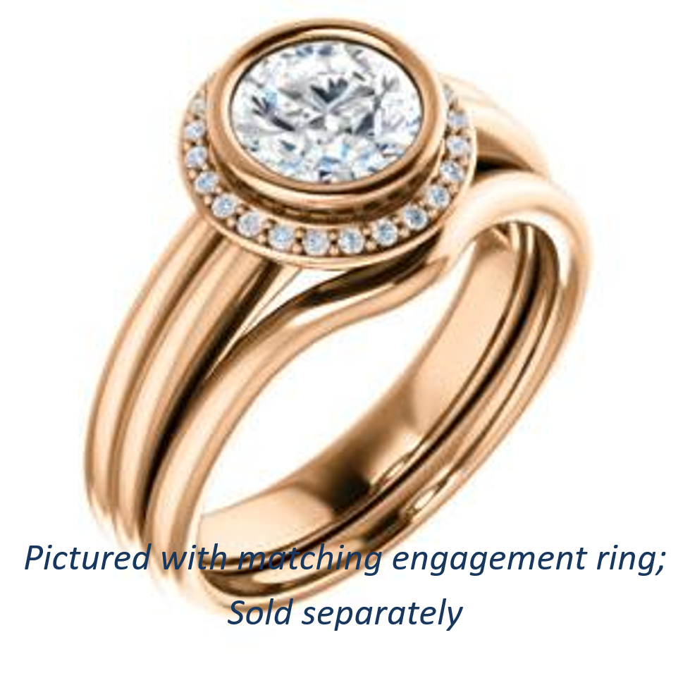 Cubic Zirconia Engagement Ring- The Sloan (Bezel Style Halo and Customizable Round Cut Center Stone)
