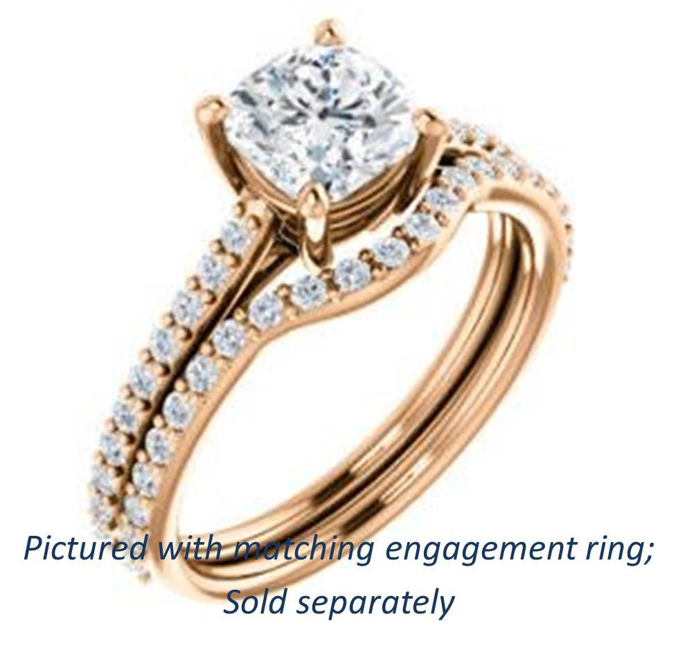 Cubic Zirconia Engagement Ring- The Tanisha (Customizable Cathedral-set Cushion Cut Design with Thin Pavé Band)