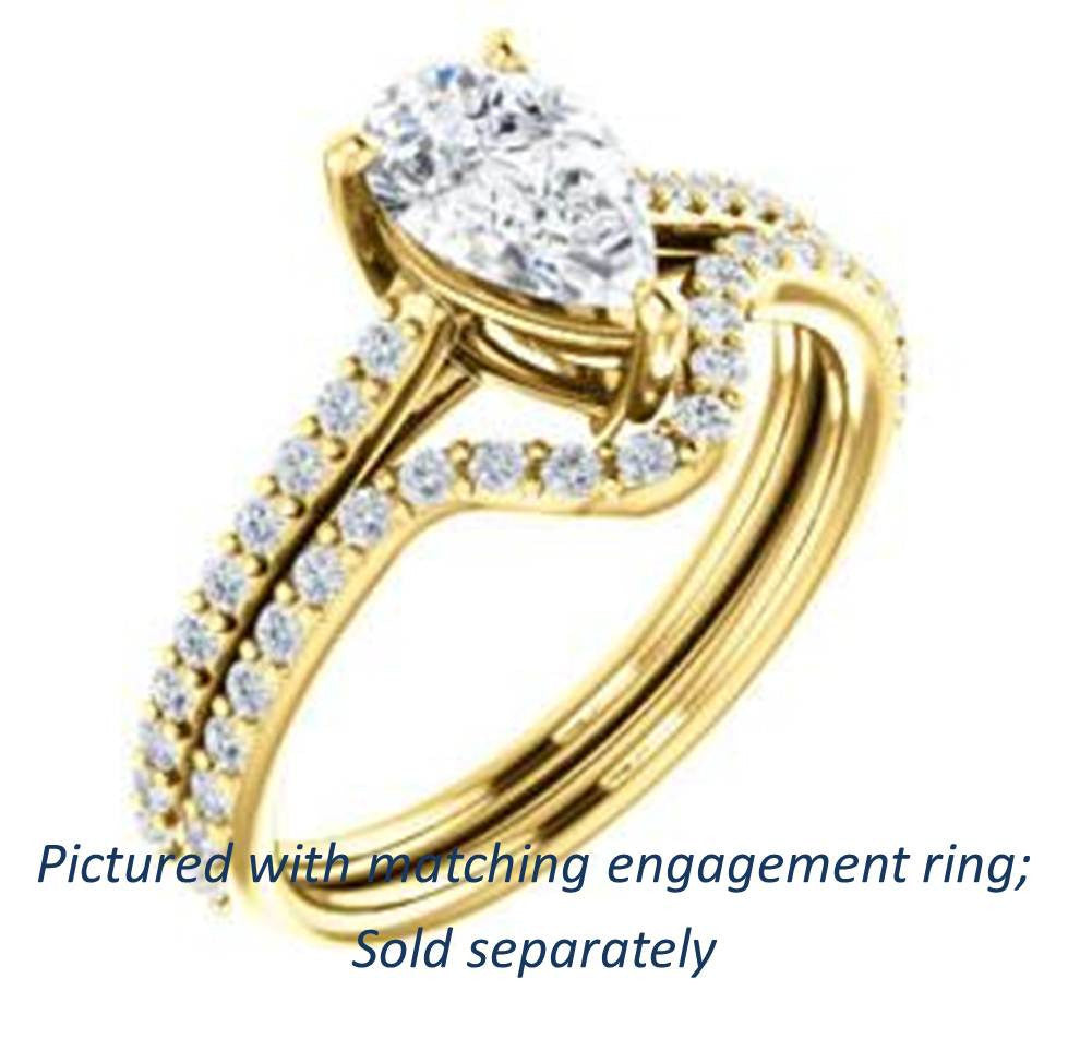 Cubic Zirconia Engagement Ring- The Tanisha (Customizable Cathedral-set Pear Cut Design with Thin Pavé Band)