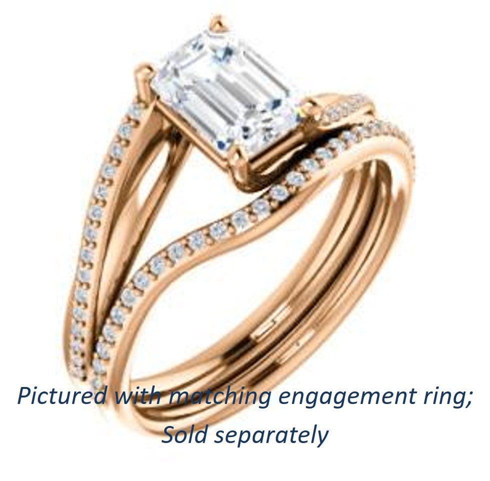 Cubic Zirconia Engagement Ring- The Teena (Customizable Radiant Cut with 3-sided Twisting Pavé Split-Band)