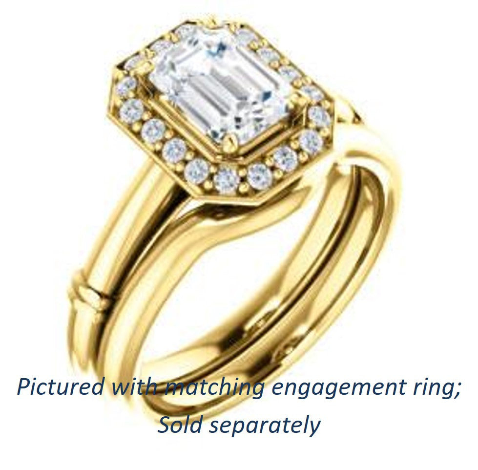 Cubic Zirconia Engagement Ring- The Lianna (Customizable Halo-Style Emerald Cut Design)