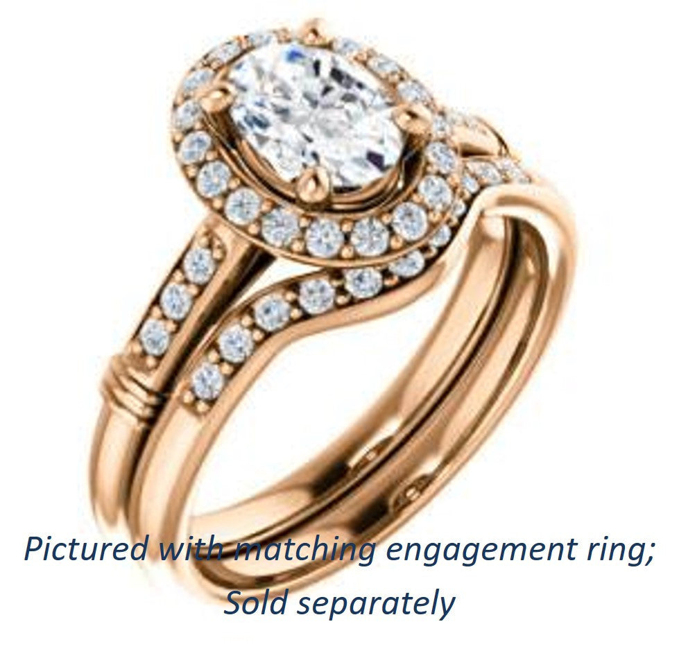 Cubic Zirconia Engagement Ring- The Thelma Ann (Customizable Cathedral-Halo Oval Cut Design with Thin Accented Band)