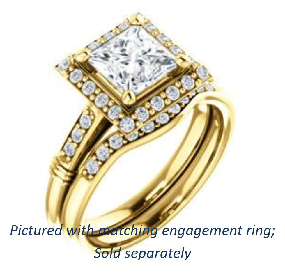 Cubic Zirconia Engagement Ring- The Thelma Ann (Customizable Cathedral-Halo Princess Cut Design with Thin Accented Band)