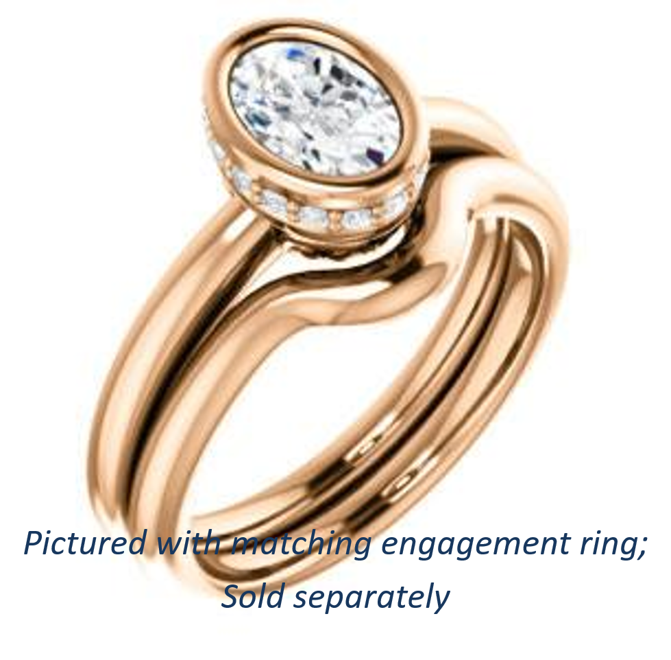 Cubic Zirconia Engagement Ring- The Zakiya (Customizable Bezel-set Oval Cut Design with Filigree Fleur-de-Lis Trellis & Under-Halo Accents)