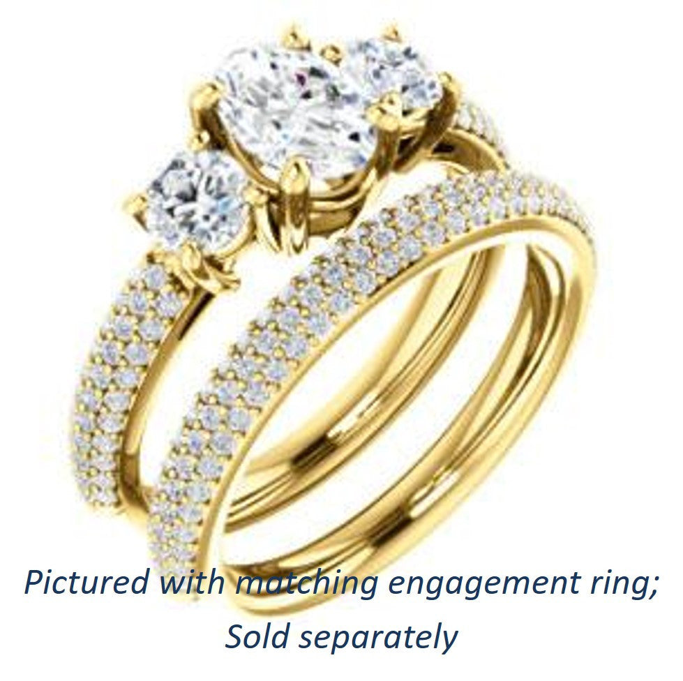 Cubic Zirconia Engagement Ring- The Zuleyma (Customizable Enhanced 3-stone Oval Cut Design with Triple Pavé Band)