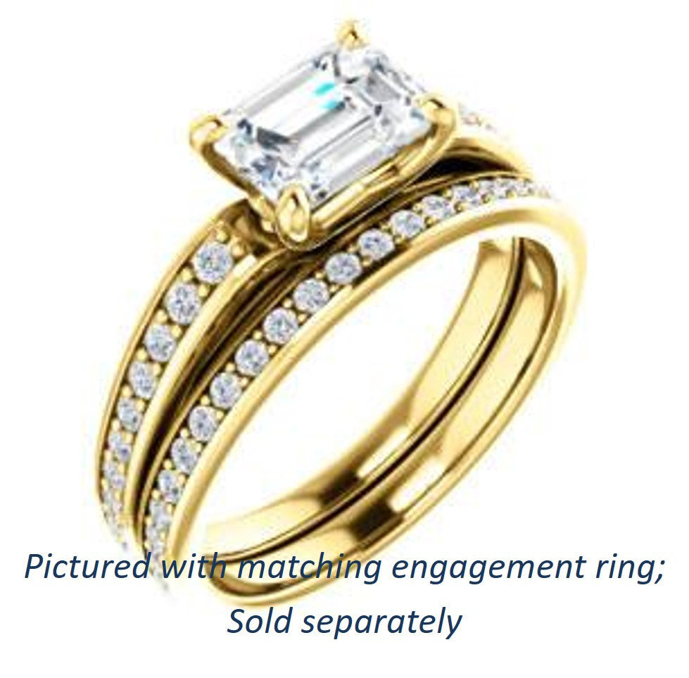 Cubic Zirconia Engagement Ring- The Sashalle (Customizable Cathedral-Raised Emerald Cut Design with Tapered Pavé Band)