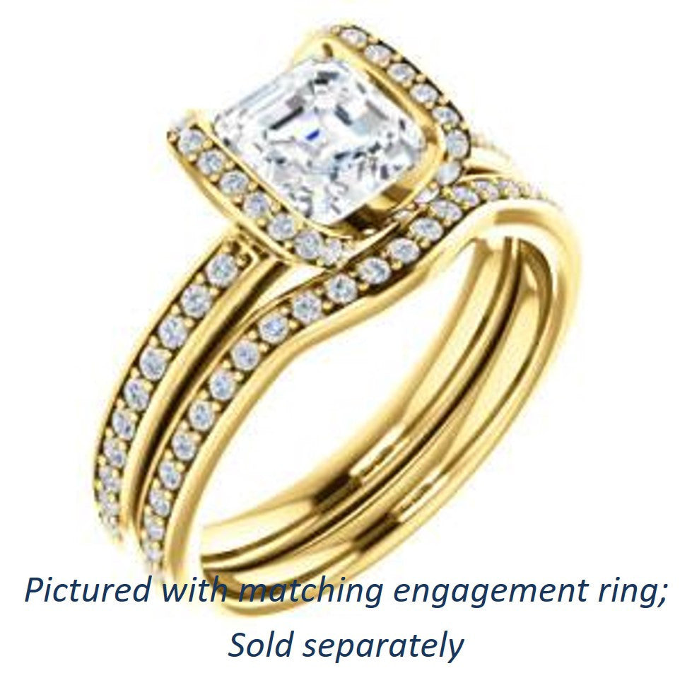 Cubic Zirconia Engagement Ring- The Victoria (Customizable Bezel-set Asscher Cut Semi-Halo Design with Prong Accents)