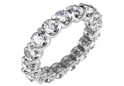 Cubic Zirconia Anniversary Ring Band, Style 42-58 (Customizable Round Shared Prong Eternity)