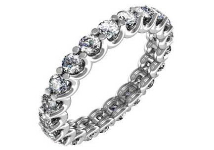Cubic Zirconia Anniversary Ring Band, Style 42-58 (Customizable Round Shared Prong Eternity)