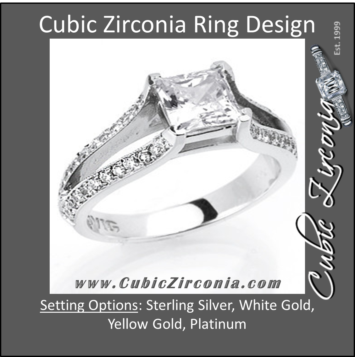 Cubic Zirconia Engagement Ring- The Joanne (2.40 TCW Princess Cut Split Shank)