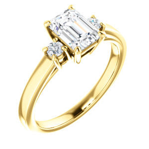 Cubic Zirconia Engagement Ring- The Jacqueline (Customizable Radiant Cut 3-stone with Thin Band and Dual Round Prong Accents)