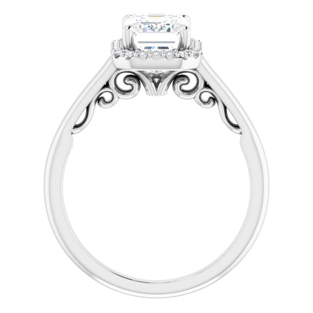 Cubic Zirconia Engagement Ring- The Honesty (Customizable Cathedral-Halo Radiant Cut Style featuring Sculptural Trellis)