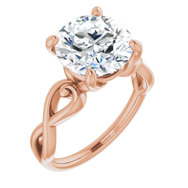 10K Rose Gold Customizable Round Cut Solitaire Design with Tapered Infinity-symbol Split-band