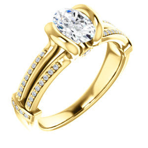 Cubic Zirconia Engagement Ring- The Kinsley (Customizable Oval Cut with Split Pavé Band & Peekaboo Accents)