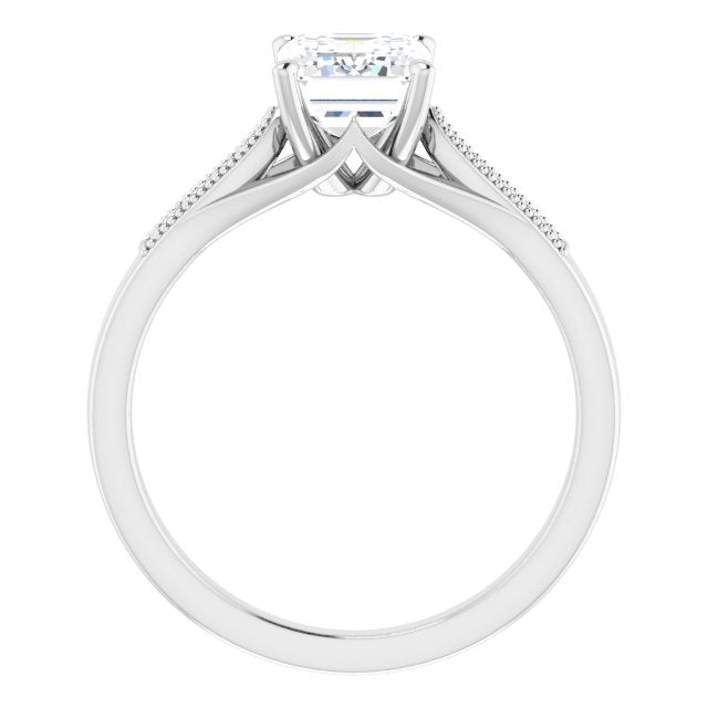 Cubic Zirconia Engagement Ring- The Ivana (Customizable 9-stone Vintage Design with Radiant Cut Center and Round Band Accents)