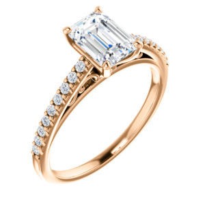 Cubic Zirconia Engagement Ring- The Kiana (Customizable Radiant Cut Design with Decorative Cathedral Trellis and Thin Pavé Band)