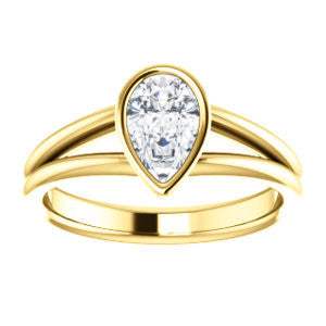 CZ Wedding Set, featuring The Shae engagement ring (Customizable Pear Cut Split-Band Solitaire)