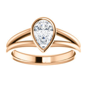 CZ Wedding Set, featuring The Shae engagement ring (Customizable Pear Cut Split-Band Solitaire)