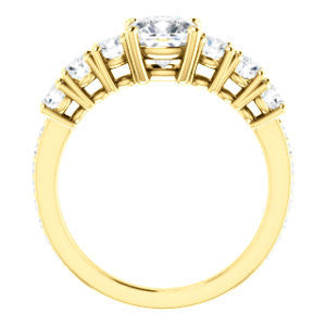 Cubic Zirconia Engagement Ring- The Lorelei (Customizable Enhanced 7-stone Cushion Cut Style with Pavé Band)