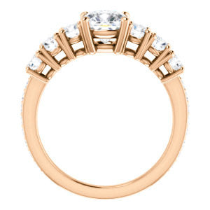 Cubic Zirconia Engagement Ring- The Lorelei (Customizable Enhanced 7-stone Cushion Cut Style with Pavé Band)