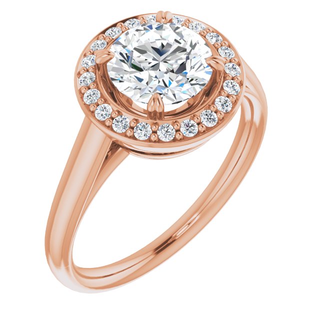 10K Rose Gold Customizable Round Cut Design with Loose Halo