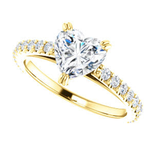 Cubic Zirconia Engagement Ring- The Marianne (Customizable Cathedral-set Heart Cut Style with Thin Pavé Band)