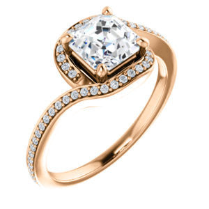 Cubic Zirconia Engagement Ring- The Annalisa (Customizable Asscher Cut Bypass with Twisting Pavé Band)