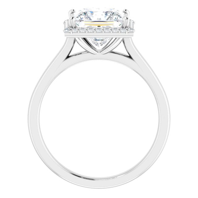 Cubic Zirconia Engagement Ring- The Amber (Customizable Halo-Styled Cathedral Princess/Square Cut Design)