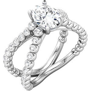Cubic Zirconia Engagement Ring- The Katelyn (1.94 TCW Oval Cut with Ultra-wide Split Band)