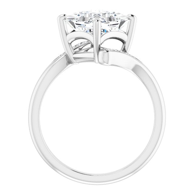 Cubic Zirconia Engagement Ring- The Aina Svanhild (Customizable 11-stone Princess/Square Cut Design with Bypass Channel Accents)