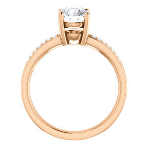 Cubic Zirconia Engagement Ring- The Lyla Ann (Customizable Round Cut Design with Wide Double-Pavé Band)