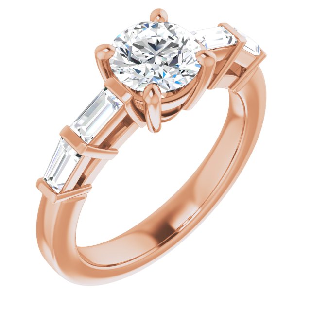 10K Rose Gold Customizable 9-stone Design with Round Cut Center and Round Bezel Accents