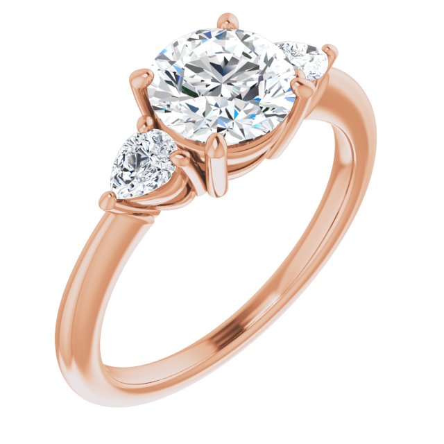 10K Rose Gold Customizable 3-stone Round Style with Pear Accents