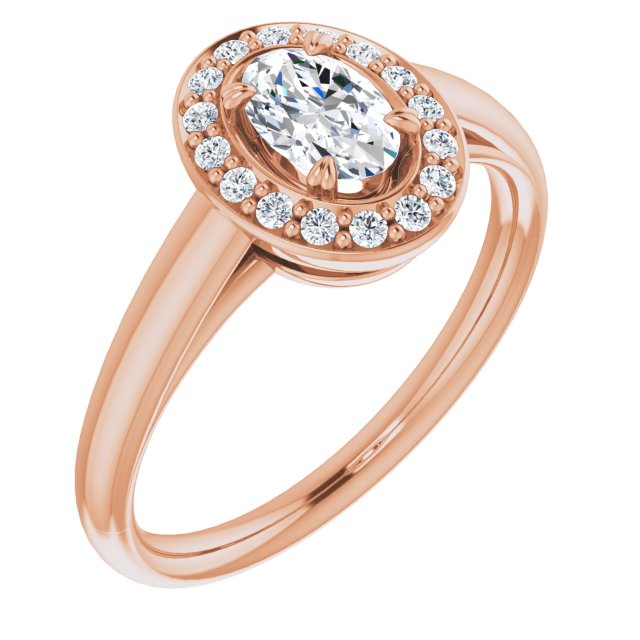 10K Rose Gold Customizable Oval Cut Design with Loose Halo
